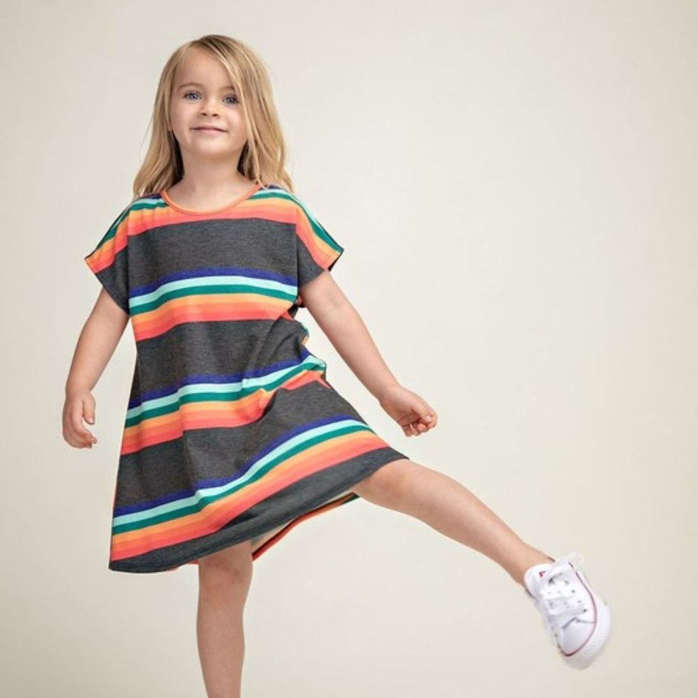 Kids oversized rainbow t-shirt dress